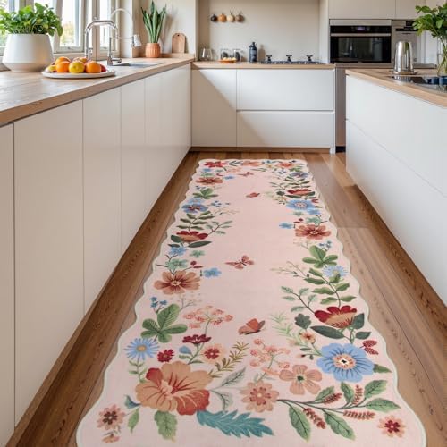 Lahome Floral Kitchen Runner, 2X6 Washable Runner Rug Non-Slip - Image 2