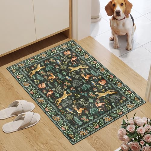 DUKINO 2x3 Rug, Animal Door Mat Washable Rug for Entryway Non Slip, Black - Image 3