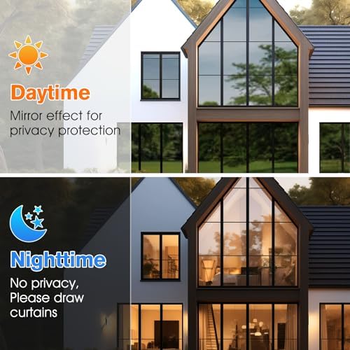 Haton One Way Window Privacy Film for Home, Black 17.5" x 78.7" - Image 4
