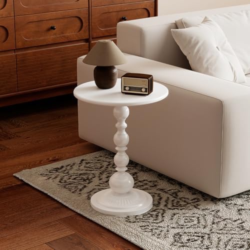 Metal Small End Table,Round Side Table for Living Room,White,13.8" Lx20.5”H - Image 2
