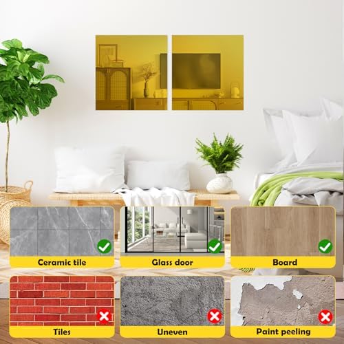 12 PCS 8x8 Inch Gold Acrylic Sheet 1/8 Thick Mirror Acrylic Sheet Gold Plastic Mirror Sheet 1/8 Mirror Squares for Wall for Crafts DIY, Home Decor - Image 5