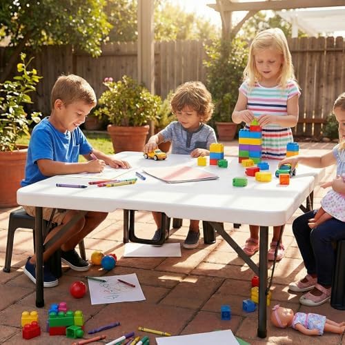 pollilar 34" Folding Card Table Square Portable with Detachable Legs White - Image 2