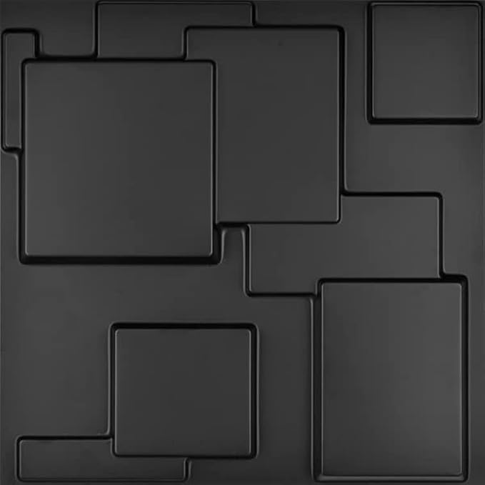 33 Pack 3D Diamond Wall Panels – 12"x12" White Textured Wall Decor for Gaming Room, Bedroom & TV Accent Wall (Black) by NKEN3DDecoration