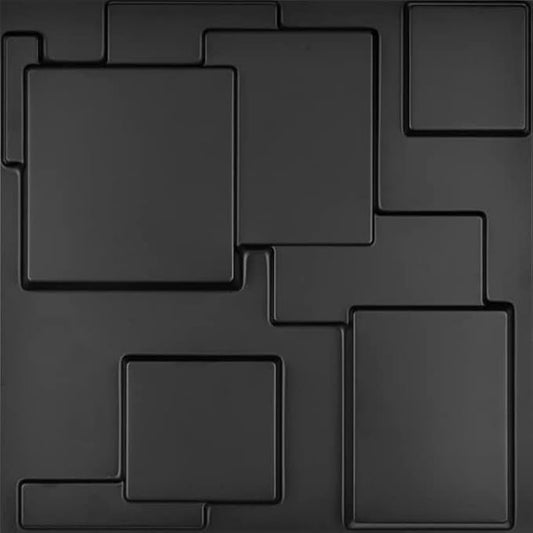 33 Pack 3D Diamond Wall Panels – 12"x12" White Textured Wall Decor for Gaming Room, Bedroom & TV Accent Wall (Black) by NKEN3DDecoration