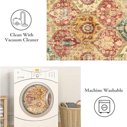 Lahome Moroccan Round Area Rugs, Washable Small Round Rug 3ft Non-Slip - Image 4