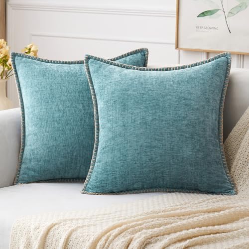 MIULEE Decorative Couch Throw Pillow Covers 18x18 Inch Coastal Aqua Blue by MIULEE