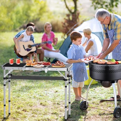 Anbte 3ft Folding Camping Table, 3 Adjustable Height Max 27.5", Black - Image 2
