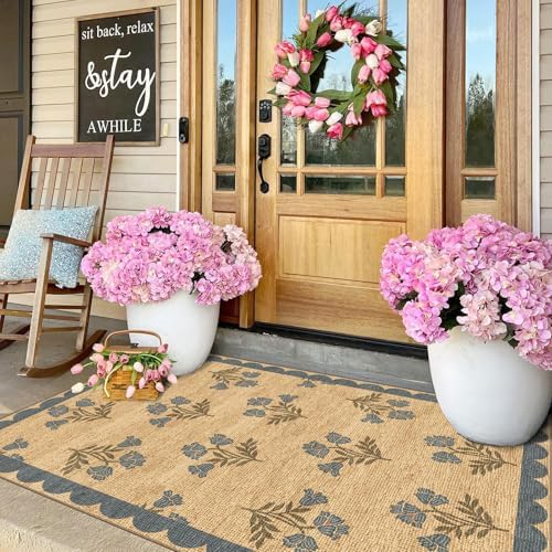3x5 Floral Entry Rug - Washable Indoor Outdoor Mats for Front Door - Image 4