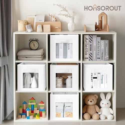 Homsorout Storage Cube 11 Inch - Cube Storage Bins with Window, Closet Storage Baskets with Handle, Fabric Bins for Closet, Shelves, Toys, Clothes, Set of 16, White - Image 3
