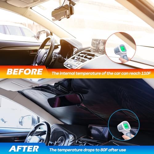 Car Windshield Sun Shade, Foldable Reflective UV Front Sunshade - Image 6