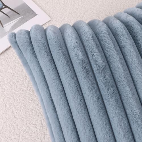 Pallene Faux Fur Decorative Throw Pillow Covers 18x18 Set of 2, Blue Grey - Image 6
