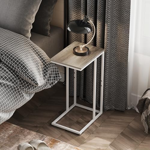 WLIVE Side Table, C Shaped End Table for Couch, Sofa and Bed, Large Desktop C Table for Living Room, Bedroom, Bedside, Creamy Greige - Image 4