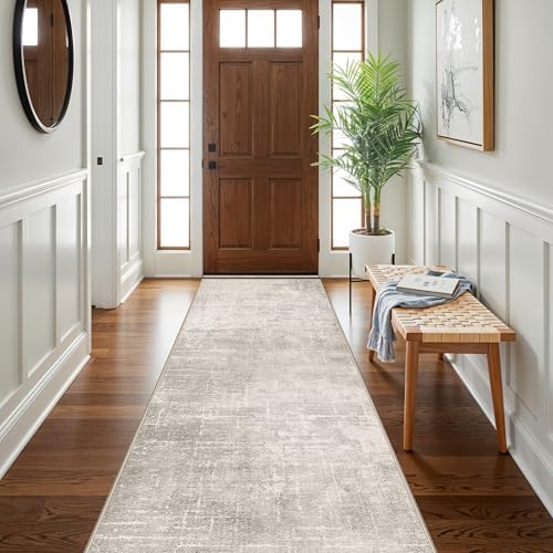 Abstract 3x10 Kitchen Rug Runners - Washable 10ft Hardwood Sink Rugs Non-Slip Hallway Entryway Area Rugs Soft Floor Mat Indoor Farmhouse Carpet for Bathroom Living Room Bedroom (3x10,Beige/Cream) - Image 4