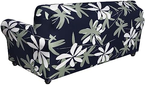 SearchI Stretch Sofa Cover Printed Couch Cover, Floral Pattern 4 Pieces Sofa Slipcover with 3 Separate Cushion Cover, Washable Furniture Protector for Living Room(Sofa, Navy Blue) - Image 2