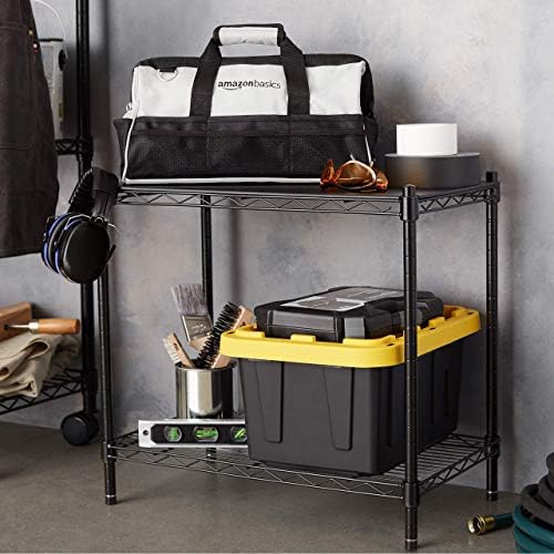 Amazon Basics 2-Shelf Stackable Storage, 13.3" D x 23.2" W x 22.2" H, Black - Image 2