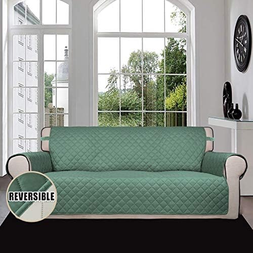 Easy-Going Reversible Couch Cover, 4 Seater Sofa, XX-Large Sofa, Cyan/Ivory - Image 2