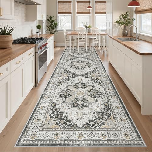 Madane Hallway Runner Rug 3x12 Washable Kitchen Runners 12ft, Black - Image 4