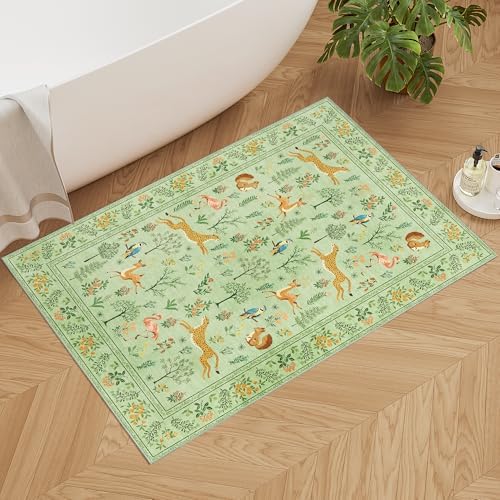 DUKINO 2x3 Entryway Rug, Washable Door Mat Animal Kitchen Rug, Light Green - Image 4