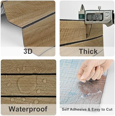 Brown Wood Panels for Wall 3D Wood Slat Wall Paneling Acoustic | Faux Wooden Slat Wallpaper Self Adhesive Herringbone Shiplap Peel and Stick Wallpaper for Bedroom Living Room Entrance Hall - Image 4
