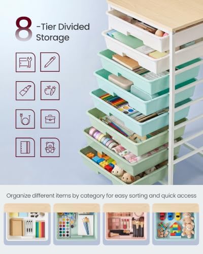 VASAGLE Rolling Cart with Drawers, Craft Organizers and Storage - Image 6