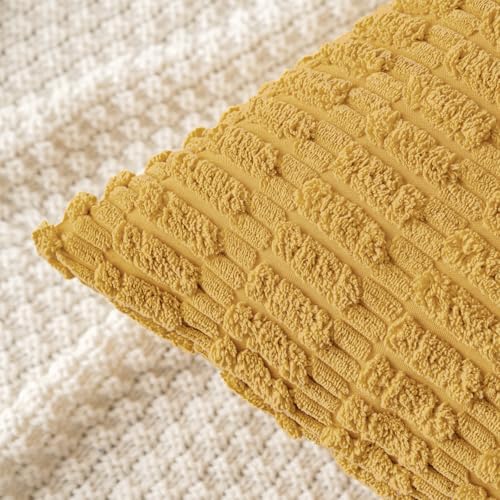 MIULEE Corduroy Decorative Throw Pillow Covers 20x20 Yellow Pack of 2 - Image 2