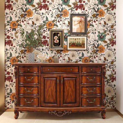 Danodoi Yellow Vintage Floral Peel and Stick Wallpaper 17.5" x 787" | Waterproof Vinyl Self Adhesive Removable Renter Friendly Floral Contact Paper - Image 3