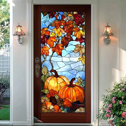 HOMETITUTE Autumn Pumpkin Maple Privacy Window Film Cling 17.7x39.3 PVC - Image 6
