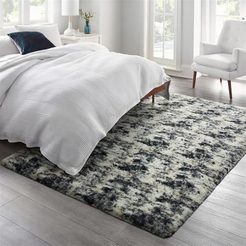 Ophanie 6x9 Black Gold and Grey Area Rugs for Living Room,Large Dark Black Gold Fluffy Shag Fuzzy Plush Soft Carpets,Floor Shaggy Rugs for Bedroom,Carpet for Dorm Decor with Over 99 pcs Pile fibers - Image 3