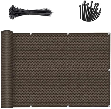 SUNLAX Custom Size 3.3'x2' Brown Balcony Privacy Screen 90% UV Block by SUNLAX