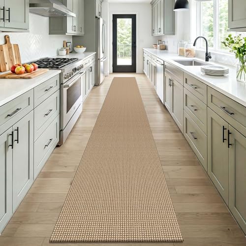 KOZYFLY Boho 2x16 Runners Rugs for Hallway, Extra Long Washable Runner Rug, Woven Non Slip Kitchen Runner, Cotton Entryway Rug, Floor Carpet for Entry, Aisle, Hall, Orange Beige/Tan/Brown - Image 2