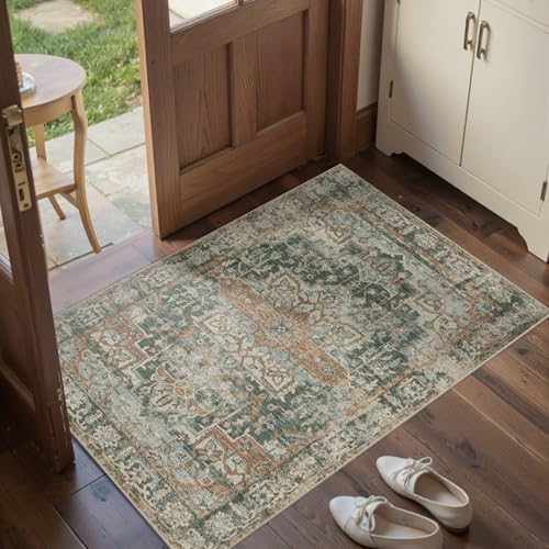 Rugxara 2x3 Entryway Rug Door Mat, Washable Samll Rug, Non Slip, Green by Rugxara