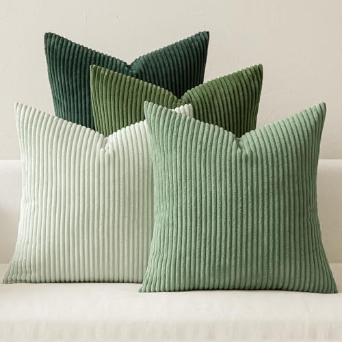 MIULEE Soft Corduroy Decorative Throw Pillow Covers Forest Green 18x18 by MIULEE