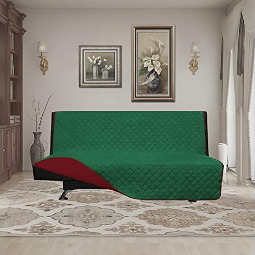 Easy-Going Reversible Couch Cover, Large Futon Sofa, Green/Christmas Red - Image 2