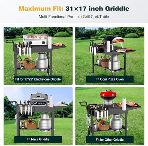 Raynesys 440lbs Outdoor Folding Grill Cart, Blackstone Griddle Stand - Image 2