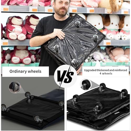 (Medium,Black) Reusable Grocery Bag on Wheels, Foldable Rolling Tote Bag - Image 2