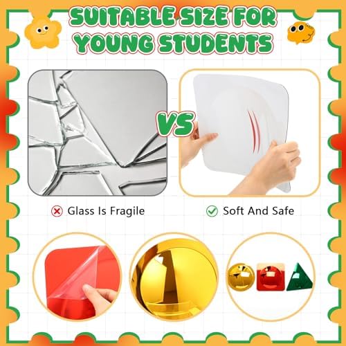 Junkin 3 Pcs Multi Shaped Sensory Bubble Wall Mirror Acrylic Bubble Mirror Toys, for Kids Classroom Home Quiet Corners Sensory Rooms, Providing Visual and Tactile Stimulation, 10 x 10 Inches - Image 3