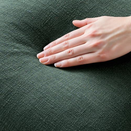 MIULEE Linen Fringe Decorative Lumbar Throw Pillow Covers Army Green 12x20 - Image 2