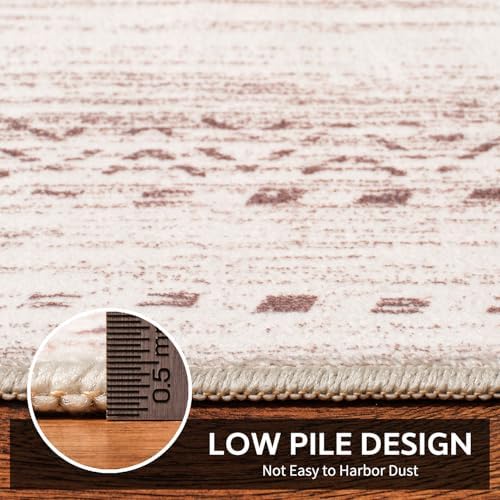 9x12 Pink Area Rugs for Living Room Machine Washable Rug Distressed Girls Nursery Rug Indoor Carpet Neutral Moroccan Boho Ultra Soft Area Rug for Bedroom Dining Room Playroom Office - Image 6