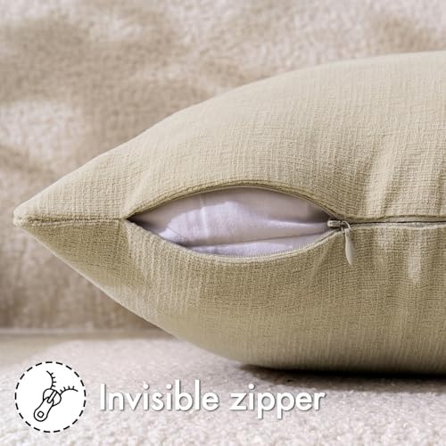 MIULEE Ivory Chenille Couch Throw Pillow Covers, 18x18 - Image 3