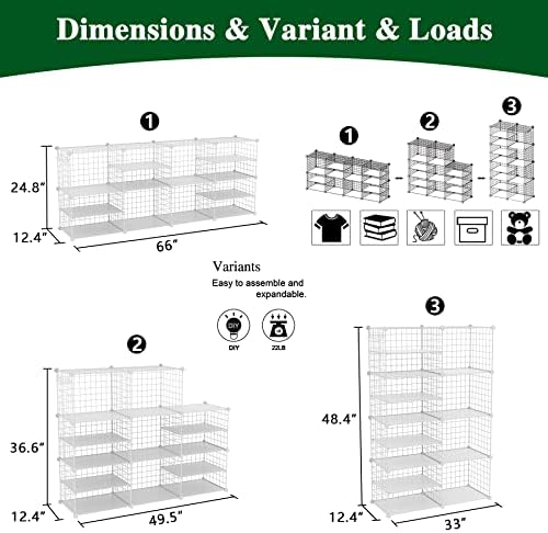 C&AHOME Wire Cube Storage Unit,Interlocking Metal Wire with Divider, White - Image 3