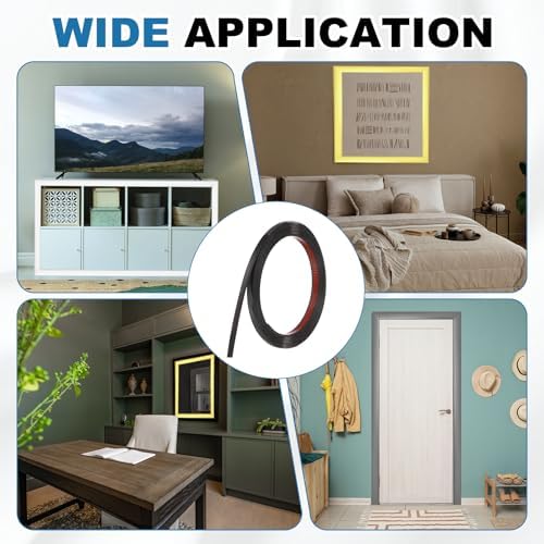 uxcell Black Peel and Stick Molding Trim, 0.4 Inch x 9.8 ft Self-Adhesive Mirror Tape, Flexible PVC Border Strip for Wall Decoration Tile Edge Ceiling Floor Frame Furniture Decoration - Image 7