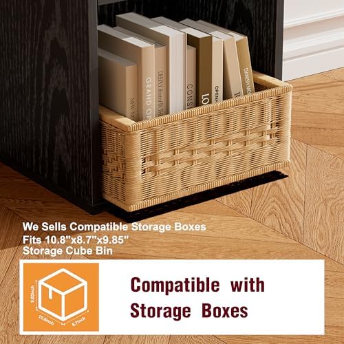 Book Shelf, Wooden Cube Storage Organizer with 11" Open Cubes, Stackable Modular Bookcase for Room Divider Storage, 2 Tier Bookshelf for Living Room, Bedroom, Office (Black, 6-Cube) - Image 5