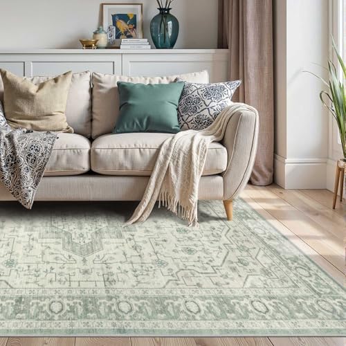 Rugxara 4x6 Vintage Boho Washable Rug for Bedroom(Green) - Image 4