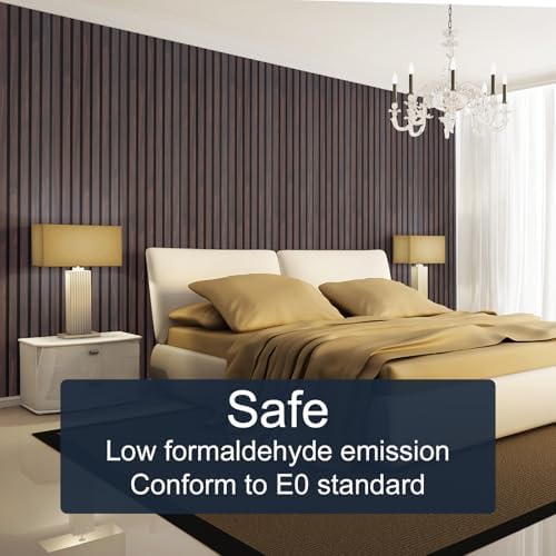 NeatiEase Wood Panels for Wall, 4-Piece 96" x 12.6" Soundproof Wood Slat Wall Panel for Interior Wall Decor Noise Cancelling, Wood Acoustic Wall Panels, Sound Absorbing Panel (Dark Walnut) - Image 5