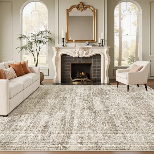 Soalmost 9x12 Area Rugs for Living Room Washable Rug Non-Slip Brown by Soalmost