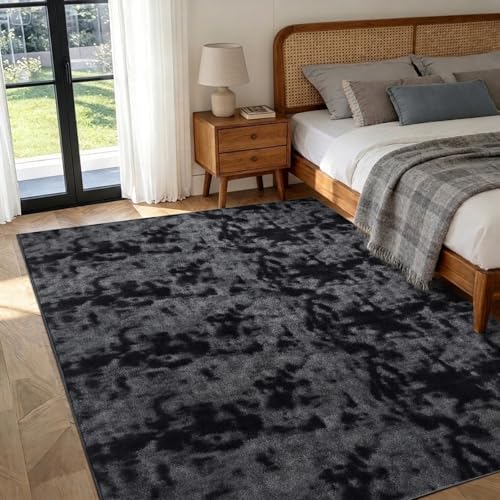 4x6 Tie-dye Dark Grey Area Rug Non-Slip Washable for Bedroom Living Room - Image 2