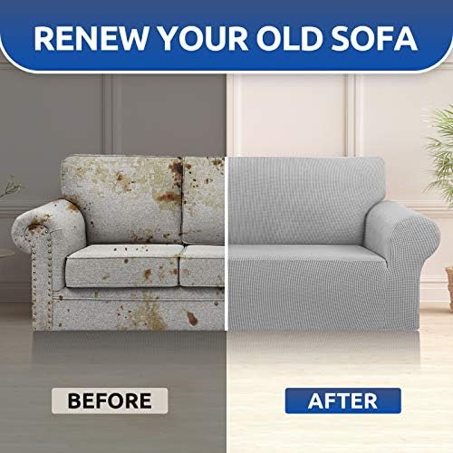 KEKUOU Stretch Oversized Couch Covers for Sofa Slipcover,Silver - Image 4
