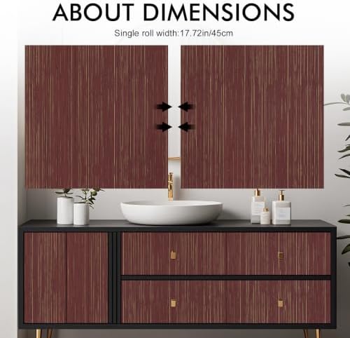 Grasscloth Peel and Stick Wallpaper Dark Red Textured Contact Paper | 15.7" X 1200" Faux Grasscloth Self-adhesive Removable Wallpaper Cabinets Counter Top Liners - Image 4