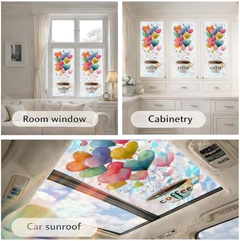 Cmialusie Coffee Balloon Window Film 39.3 x 17.3 Inch Cling - Image 4
