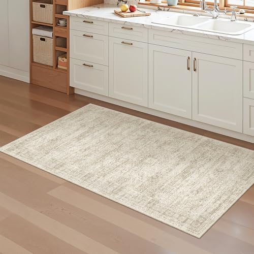 Soalmost 2x4 Washable Rugs for Kitchen, Entryway, Small Area Rug Beige by Soalmost